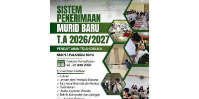 PENGUMUMAN SPMB  SMKN 3 PALANGKA RAYA TAHUN 2026